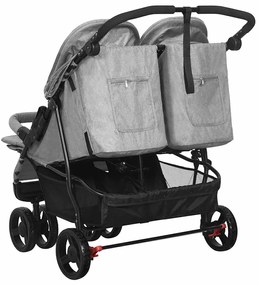 vidaXL Καρότσι Διδύμων Ανοιχτό Γκρι Ατσάλινο