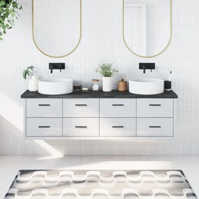 Πάγκος Μπάνιου Σκούρο Καφέ 180x30x(2-4) εκ. Επεξεργ. Μασίφ Ξύλο - Γκρι