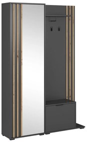 Έπιπλο Εισόδου Με Καθρέπτη Nelly P_NL_Grf 131x192x40cm Graphite-Natural Μελαμίνη