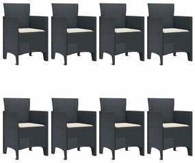 vidaXL Σέτ φαγητού για κήπο 9 pcs Ανθρακί Πολυπροπυλένιο