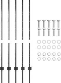 vidaXL Ενσωματωμένος Πόλος Φράχτη 5 pcs Γκρι 160 cm
