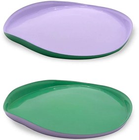 Πιάτο Ρηχό Balat (Σετ 2Τμχ) WD743LΙ 21cm Green-Purple WD Lifestyle Γυαλί