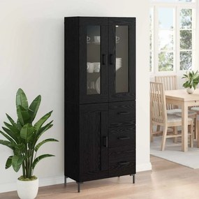 vidaXL Highboard με συρτάρι 2 pcs Μαύρη Οξυά Επεξεργασμένο ξύλο