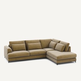 Γωνιακός καναπές δεξιός, βελούδινος, Marsile