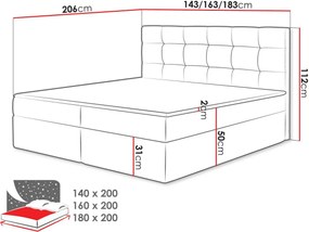 Επενδυμένο κρεβάτι Luanda-140 x 200-Leuko