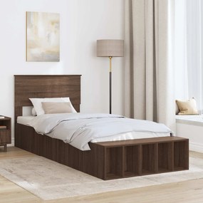 vidaXL Σκελετός Κρεβατιού Καφέ δρυς 75 x 190 cm Επεξεργασμένο Ξύλο