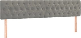 vidaXL Κρεβάτι Boxspring με Στρώμα &amp; LED Αν.Γκρι 200x200 εκ. Βελούδινο
