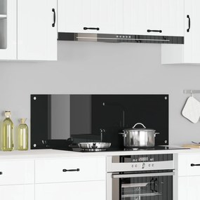 vidaXL Μαύρο Πλακάκι Κουζίνας 120x40x0,6 εκ από Γυαλί Ψημένο