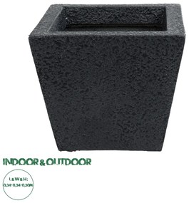 20770 GloboStar® Artificial Garden KARRASPIO 20770 Επιδαπέδιο Πολυεστερικό Τσιμεντένιο Κασπώ Γλάστρα - Flower Pot Μαύρο Μ34 x Π34 x Υ30cm