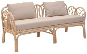 Καναπές Ytrone rattan pe σε φυσική απόχρωση με μπεζ μαξιλάρι 166x61.5x71εκ 166x61.5x71 εκ.