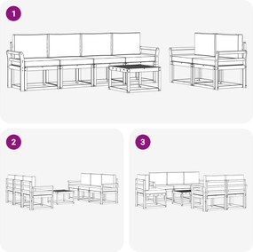 vidaXL Σειρά Καναπέ Εξωτερικού με μαξιλάρι 7 pcs Λευκό και Κρεμ