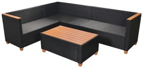 vidaXL Σαλόνι Κήπου 4 Τεμαχίων Μαύρο από Συνθετικό Ρατάν με Μαξιλάρια