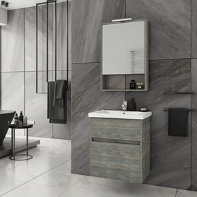 Drop Instinct 55 Smoked Oak -  Πάγκος με Νιπτήρα &amp; Καθρέπτη με Κρυφοντούλαπο