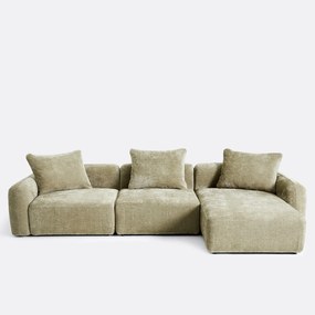 Δεξιός γωνιακός μοντέρνος καναπές 3 θέσεων από ζακάρ chenille, AMAD