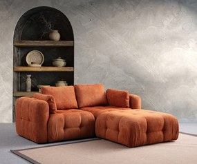 Corner Sofa Amaris 2 Seater With Pouffe - Orange Orange