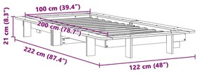 Σκελετός Κρεβατιού Χωρίς Στρώμα 100x200 εκ. Μασίφ Πεύκο - Καφέ