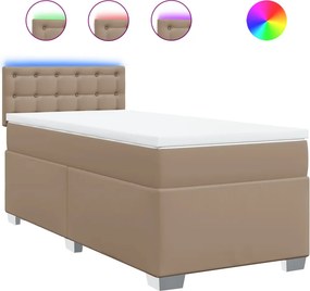 vidaXL Κρεβάτι Boxspring με Στρώμα Καπουτσίνο 100x200εκ.από Συνθ.Δέρμα