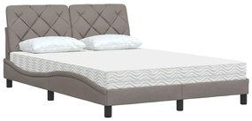 vidaXL Κρεβάτι με Στρώμα Taupe 140x190 εκ. Υφασμάτινο