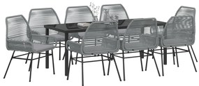 vidaXL Σετ Καθίσματος Κήπου 9 Τεμαχίων με Μαξιλάρια Γκρι Πολυ Ρατάν