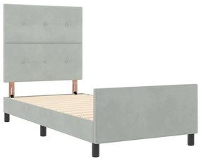 vidaXL Σκελετός Κρεβατιού Ανοιχτό γκρι 100 x 200 cm Βελούδο