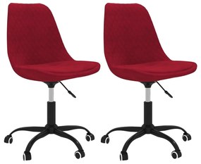 Καρέκλες Τραπεζαρίας Περιστρεφόμενες 2 τεμ. Μπορντό Υφασμάτινες - Κόκκινο