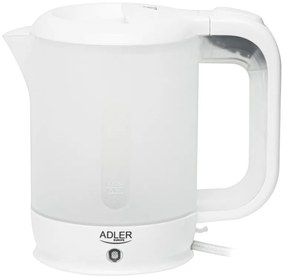 Ηλεκτρικός βραστήρας Adler AD 1381, 900W, 0.5 l, 2 φλιτζάνια και κουτάλα, Επίπεδο θερμαντικό στοιχείο, Προστασία υπερθέρμανσης, Λευκό