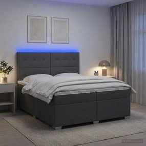vidaXL Κρεβάτι box spring με στρώμα Σκούρο Γκρι 200 x 200 cm Ύφασμα