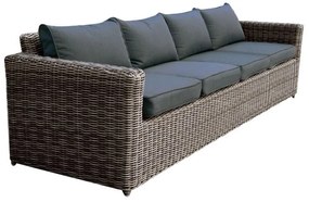ARIZONA 4Θέσιος Καναπές Κήπου ALU, 4mm Half-Round Wicker Grey Brown, Μαξιλάρια Ανθρακί