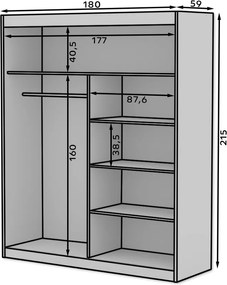 Ντουλάπα Zaist 180 συρόμενη-Fusiko