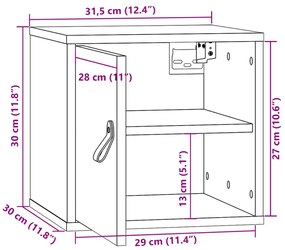 Ντουλάπι Τοίχου Καφέ Μελί 31,5x30x30 εκ. από Μασίφ Ξύλο Πεύκου - Καφέ