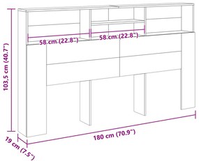 Ντουλάπι κεφαλάρι Παλιό ξύλο 180x19x103,5 cm Ξύλο μηχανής 856872