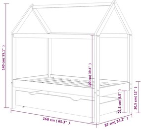 vidaXL Πλαίσιο Κρεβατιού Παιδικό με Συρτάρι 80x160εκ Μασίφ Ξύλο Πεύκου