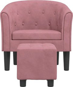 vidaXL Πολυθρόνα Μπάρελ με Υποπόδιο Ροζ Βελούδινη