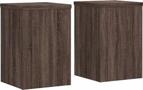vidaXL Βάσεις Φυτών 2 Τεμ. Καφέ Δρυς 20x20x30 εκ. Επεξεργασμένο Ξύλο
