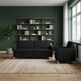 vidaXL Σαλονάκι Σετ Με Αποθηκευτικό Χώρο 2 pcs Μαύρο Πολυεστέρας