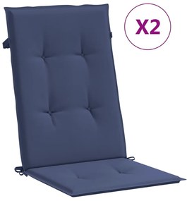 vidaXL Μαξιλάρια Καρέκλας με Πλάτη 2 τεμ. Ναυτικό Μπλε Υφασμάτινα
