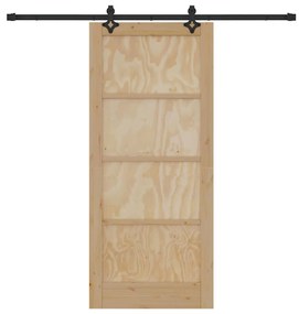 vidaXL Συρόμενη Πόρτα Φυσικό και μαύρο 86 x 198.5 cm