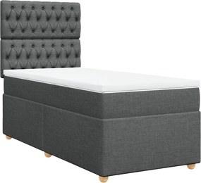 vidaXL Κρεβάτι Boxspring με Στρώμα Σκούρο Γκρι 100x200 εκ. Υφασμάτινο