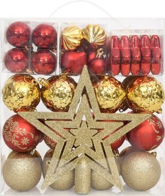 vidaXL Σετ Μπάλες Χριστουγεννιάτικες 70 τεμ. Χρυσές και Κόκκινες