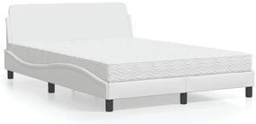 vidaXL Κρεβάτι με Στρώμα Dover Λευκό 140x190εκ.από Συνθετικό Δέρμα