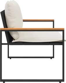 vidaXL παγκάκι Μαύρο και Κρεμ Λευκό 115 x 65 x 72 εκ. Ρατάν