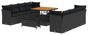 vidaXL Σετ Καναπέ Κήπου 11 pcs Μαύρο συνθετικό ρατάν