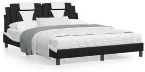 Σκελετός Κρεβατιού Viana Χωρίς Στρώμα Μαύρο/Λευκό 160x200εκ Συνθ. Δέρμα