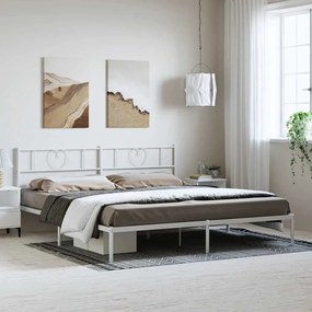 vidaXL Πλαίσιο Κρεβατιού με Κεφαλάρι Λευκό 183 x 213 εκ. Μεταλλικό