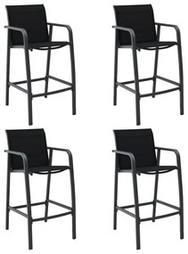vidaXL Καρέκλες Μπαρ Κήπου 4 τεμ. Μαύρες από Textilene