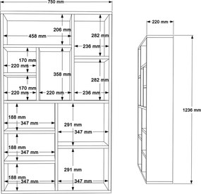 Βιβλιοθήκη Boteca 10θέσεων pakoworld σε λευκή απόχρωση 75x22x123.6εκ