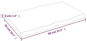 Επιφ Τραπεζιού Αν Καφέ 80x50x(2-4)εκ. Ακατέργ. Μασίφ Ξύλο Δρυός - Καφέ