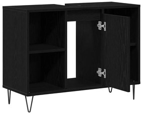 vidaXL Ντουλάπι Μπάνιου Μαύρη δρυς 80 x 33 x 60 εκ Επεξεργασμένο ξύλο