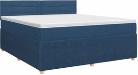 vidaXL Κρεβάτι box spring με στρώμα Μπλε 140 x 200 cm Ύφασμα