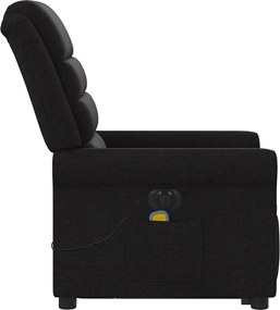 vidaXL Πολυθρόνα Μασάζ Ηλεκ. Ανακλινόμενη με Ανύψωση Μαύρη Υφασμάτινη